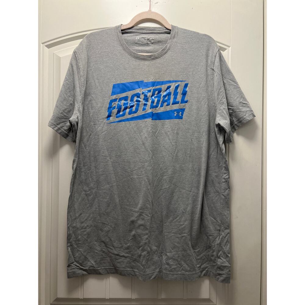 Under Armour Men’s Loose Fit Heatgear Football Casual Top Shirt Size L Gray Blue